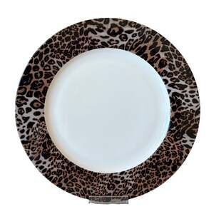 Grace Teaware Gold Leopard Fine Porcelain Dinner Plates 10.5in Set of 4 NEW